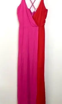 Francesca’s Alya Two Tone Maxi Dress Pink Red NWT