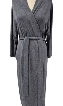 Natori Shangri-La Robe Stretch Polyester Heather Gray  Pockets Womens  L