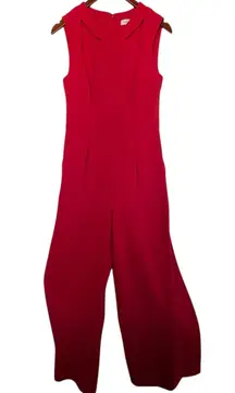Red Sleeveless Cut Out Jumpsuit Size 8 Wide Leg Elegant Formal Chic