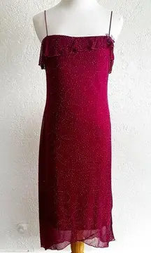 Y2K Byer California asymmetrical glitter mesh dress size Medium