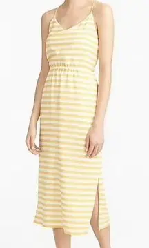 J.Crew  Carrie Silk Sleeveless Midi Dress in Yellow Stripe