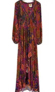 Farm Rio NWT  Jungle Animals Tapestry Maxi Dress Orange Purple Green M