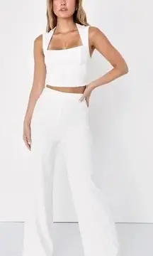 Lulus Enticing Endeavors White Two-Piece Jumpsuit Size S