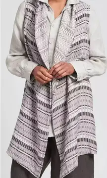 Flax lagenlook western beige purple open style linen cotton blend open vest