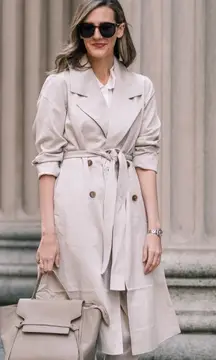 EVERLANE The Drape Trench Double Breasted Coat In Sandstone Tan Beige Size XS