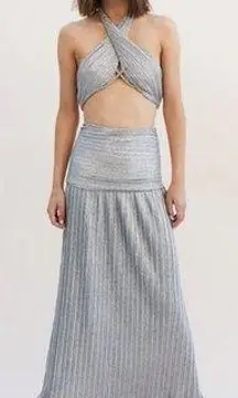 NWT Suboo Ana Halter Wrap Crop Top + Maxi Skirt Matching 2 Pc Set Size Small