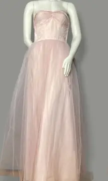 Vintage Prom Dress Strapless Wounded Bird Pink Tulle Susie Q Halloween Costume