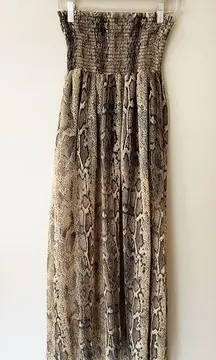 Snake Print Python Sheer Maxi Skirt Brown Boho Small