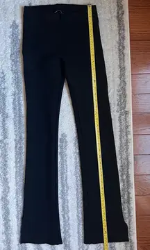 Flared Pants Leggings – Black, Side Slit Hem, Stretch Fit