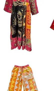 5 Piece Bundle: Handmade Kantha Midi Dresses, Maxi Skirt, Pants Patchwork Boho
