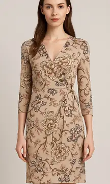 Pendleton silk floral print wrapped dress, size‎ petite 4