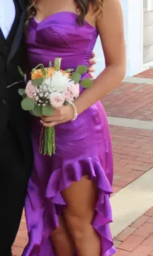 Amanda Uprichard Strapless Purple Ruffle Dress