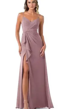 Azazie NWT  EMERALD  A-Line Pleated Chiffon Floor-Length Dress Dusty Rose SIZE A2