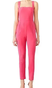 Black Halo Bene Crisscross Cropped Pink Jumpsuit Size 4