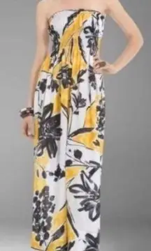 BCBG MaxAzria Silk Strapless Floral Dress