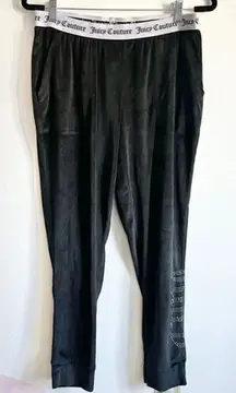 Juicy Couture Black Velour Sweatpants Y2K Track‎ Pants Logo Lounge Medium