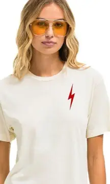 Aviator Nation Cream Tee with Red Graphic