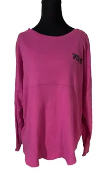 PINK Victoria's Secret Spirit Jersey Oversized YTK Sweatshirt Fuchsia Women Sz L