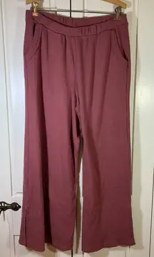 Torrid Sleep 0 Ribbed Wide Leg Lounge Pants Mauve Pink Large Soft Cozy Cabincore