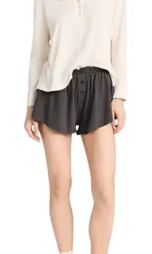 The Great Black Ruffle Lace Trim Elastic Waist Cotton Sleepwear Tap Shorts Sze 0