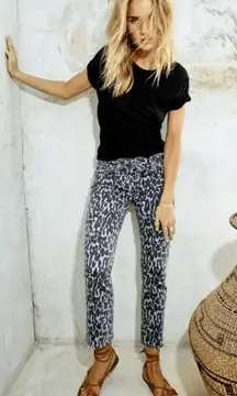 Paige Rosie HW Women’s Poppy Leopard Slim Crop Flare  High Rise Jeans