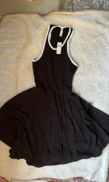 Daily Practice Black Skater Dress Open Back