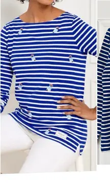 Talbots embroidered Frenchie dog shirt NWT medium