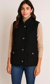 Talbots Black Quilted Vest Women’s Large‎ – Classic Equestrian Chic Outerwear