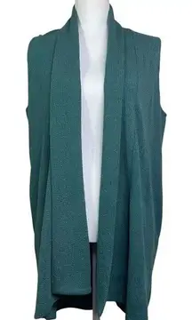 Soft Surroundings size XS Vest Shawl Collar Duster Length‎ Layering Topper Green