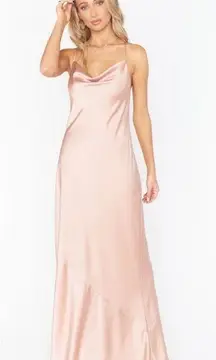 Show Me Your Mumu  Tuscany Maxi Slip Dress Down Rose Gold Luxe Satin