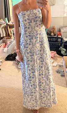 Long Blue + White Dress