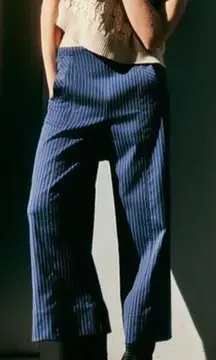 Free People Acadia Trouser Blue Combo/Pinstripe Size 2, NWOT