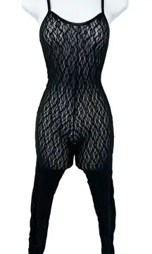 Fantasy Lingerie Womens Whimsigoth Coquette‎ Sheer Mesh Lace Catsuit Jumpsuit OS