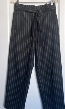 Wilfred • Aritzia Tie-Front Pant Jallade grey wool stripe belted cropped taper