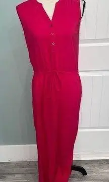 Caslon  Hot pink button front drawstring waist maxi dress size XS