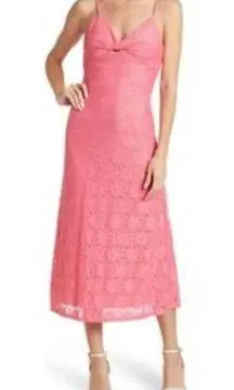 NSR Lace Twisted Front Sleeveless Midi Dress Pink Women's Size Medium NWOT