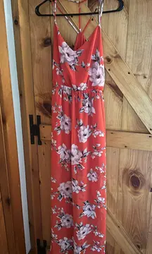 Coral Floral Maxi Dress