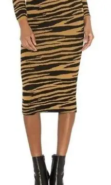 GRLFRND x Revolve Toni Midi Bodycon Skirt in Zebra Black and Gold Size Small S