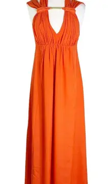 Susanna Monaco Halter Neck Maxi Dress Orange Size 6