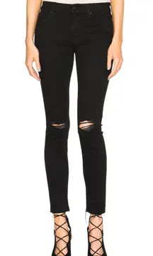 MOTHER- Looker Ankle Fray Guilty As Sin Stretch Black Denim