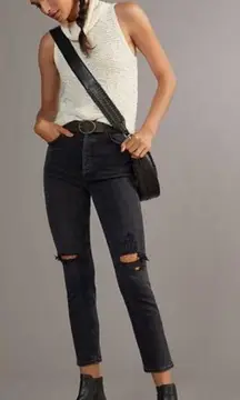 Agolde Nico High Waisted Cassette Distressed Button Fly Black Jeans Size 27