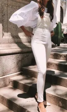 NWT Revolve WeWoreWhat White High Rise Skinny Overalls