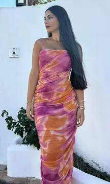 dress tulle bodycon mesh corsety midi pink party shower wedding