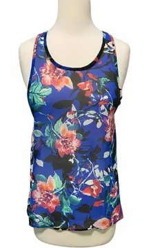 Everly Floral Racerback Tank Top‎ Blue Size Small