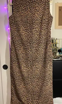 Cheetah Midi Length Sheath / Shift Dress 10/12 (20x48in)