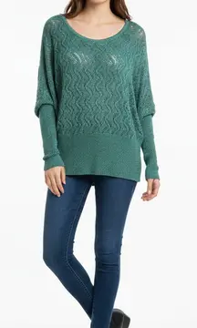 Bisou Bisou Michele Bohbot Womens Green Sparkly Gold Knit Tunic Shimmering