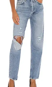 AGOLDE 90's Pinch Waist Distressed Jeans in Lineup Blue Size 25