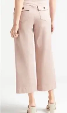 Spanx‎ Twill cropped wide leg cropped pant high rise pull on khaki natural xs