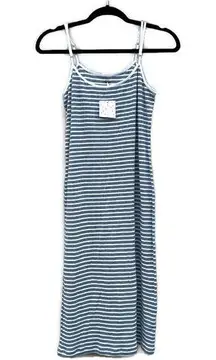 Free People  Gray and White Stripe Tank Midi Dress Stretch NWT