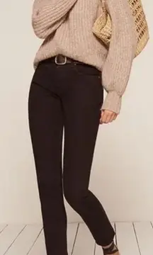 Reformation Skinny French Jeans Button Fly Thames Wash Black Denim Size 25